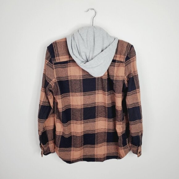 DC Men's Plaid Flannel Skater Grunge Outdoor Camp Hooded Shirt M - Picture 2 of 8